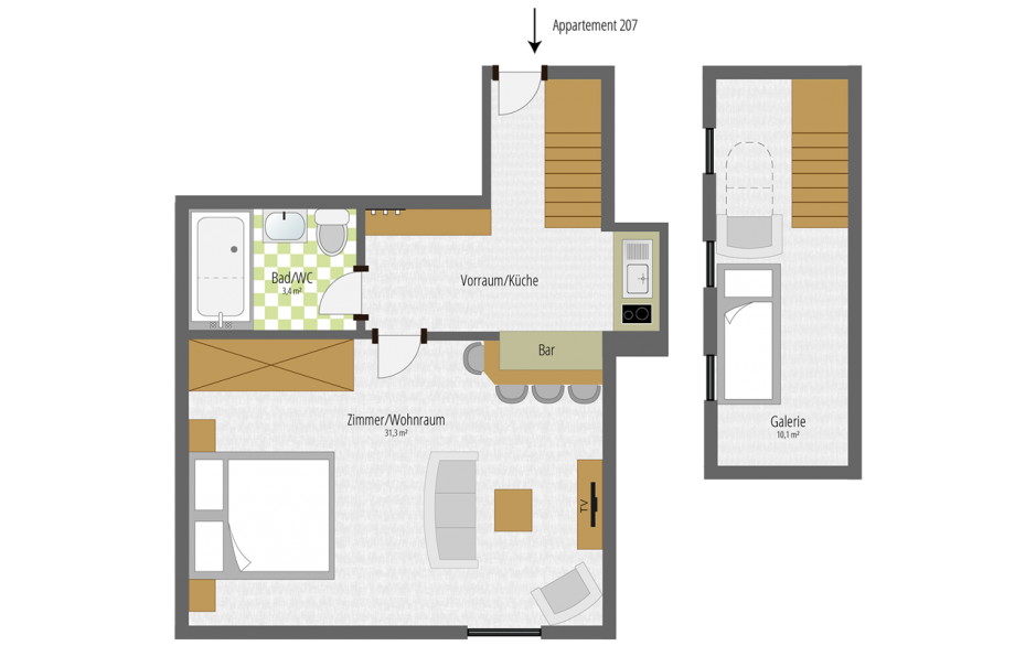Skizze Appartement 207
