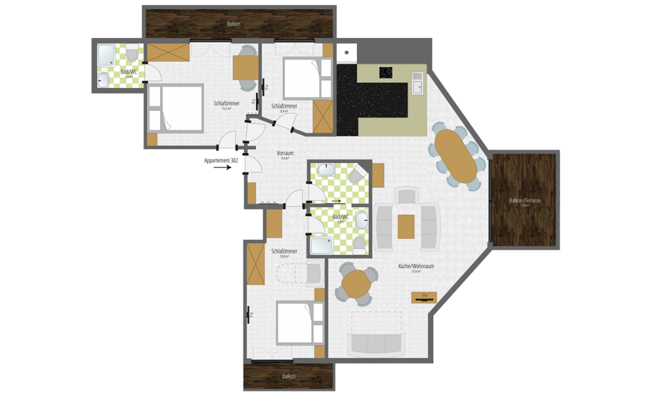 Skizze Appartement 302