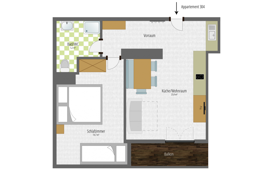 Skizze Appartement 304